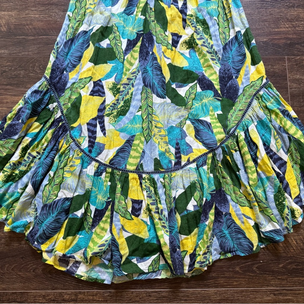 Aerie Paradise Palm Green‎ Blue Halter Cutout Maxi Dress Women’s XS - Picture 4 of 7